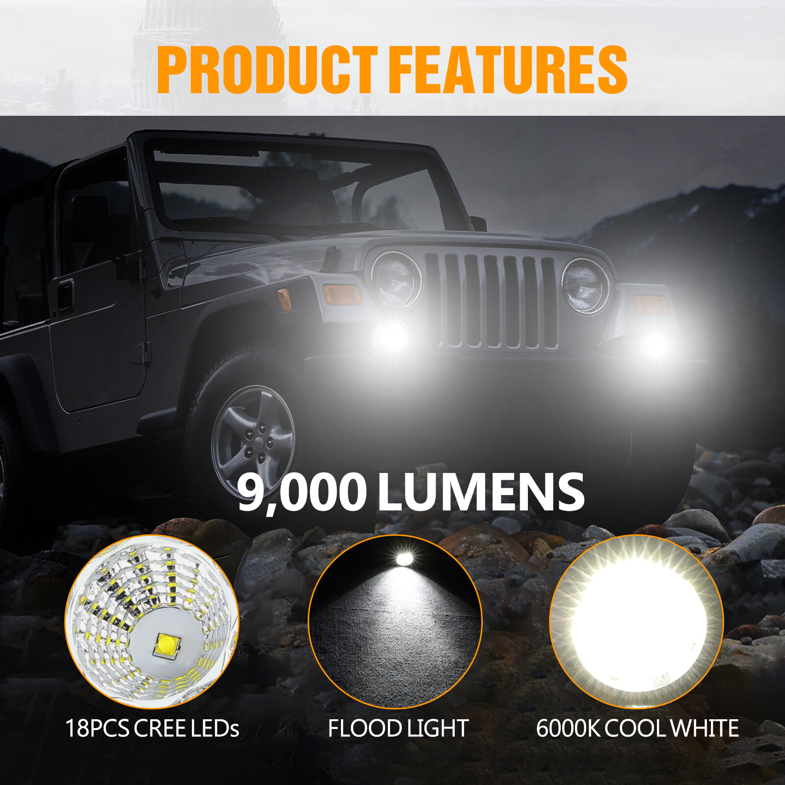 2x 3.5″ 180 W LED Round Driving Spot Lights Work Headlight Pods 4WD UTV Off Road
