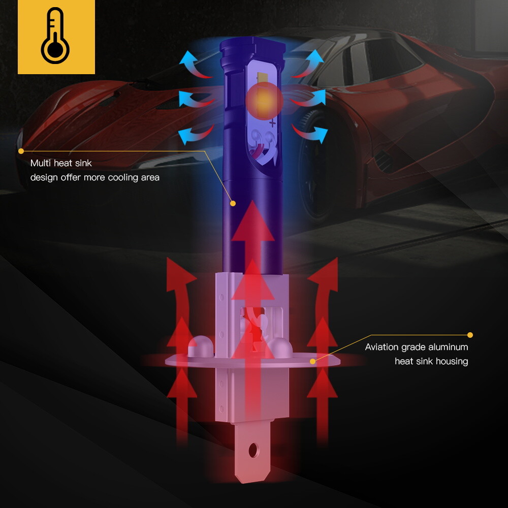 2x NIGHTEYE H1 LED Headlight Fog Driving Light Bulb 6000K High Bright Xenon Lamp