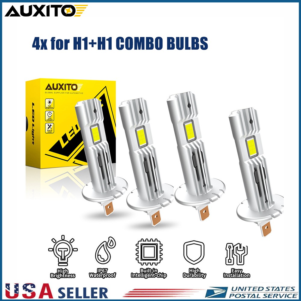 AUXITO H1 LED Headlight Bulb High Low Beam 6500K Super White 10000LM White SL