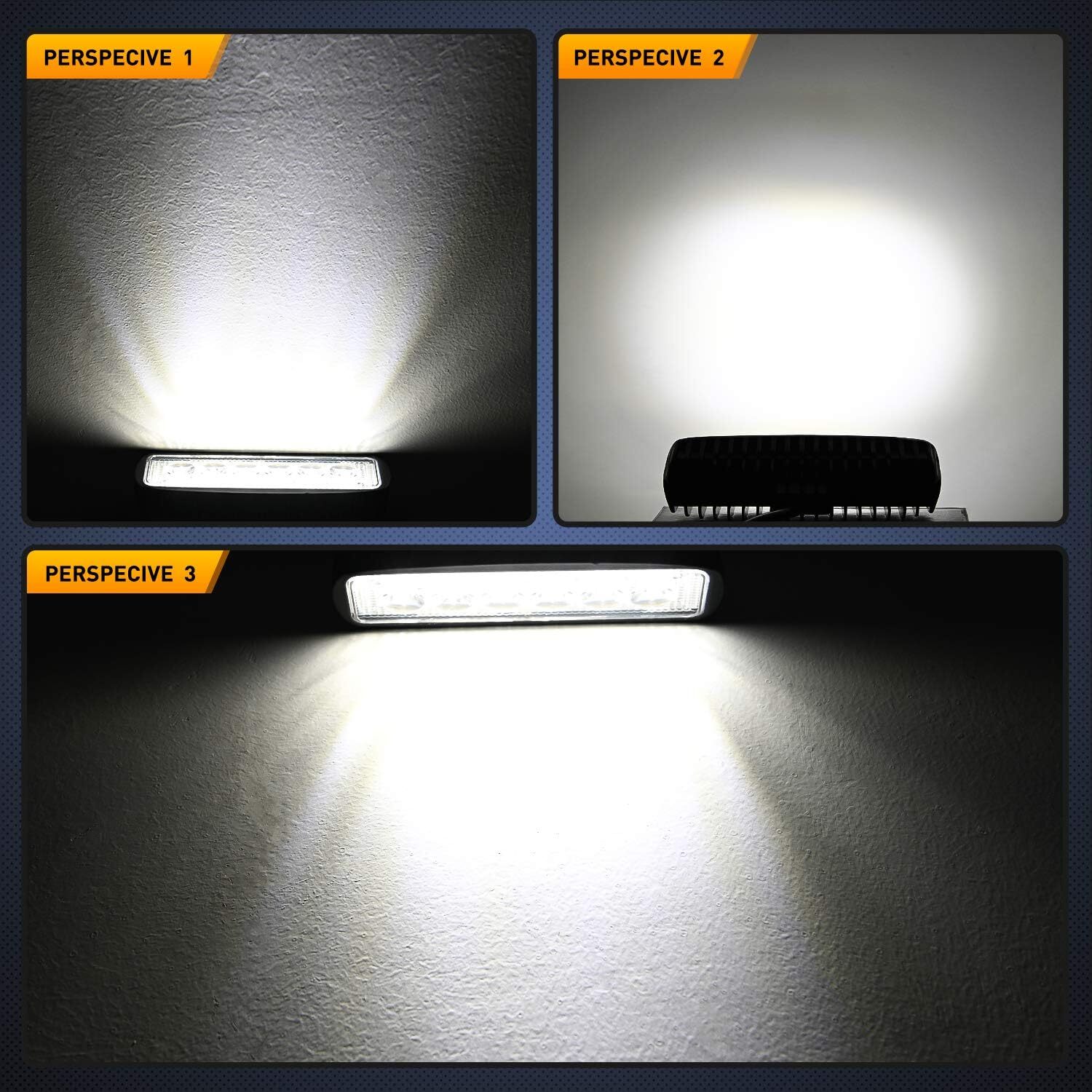 2X 6 Inch LED Work Lights 48W 12V Driving Strip Flood Beam light Bar SUV Offroad