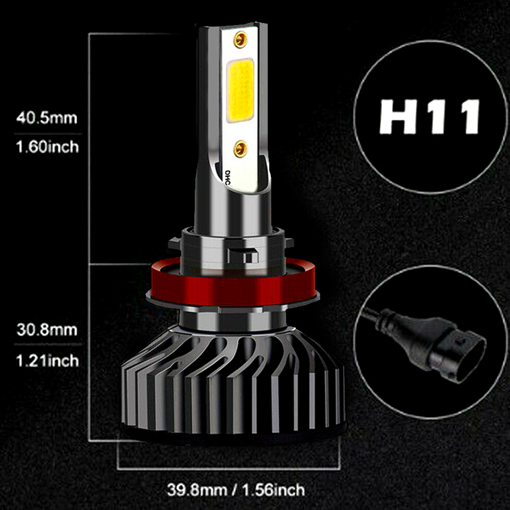 LED Headlight Kit H11 H8 H9 6000K White Fog Light 2Bulbs Bright High or Low Beam