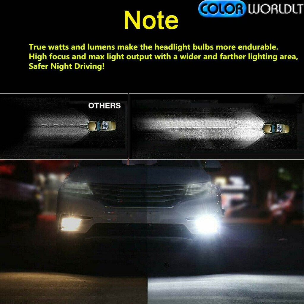 2PCS 4-Sides 9006 HB4 LED Headlight Bulb Kits Low Beam 6000K 120W 32000LM Light