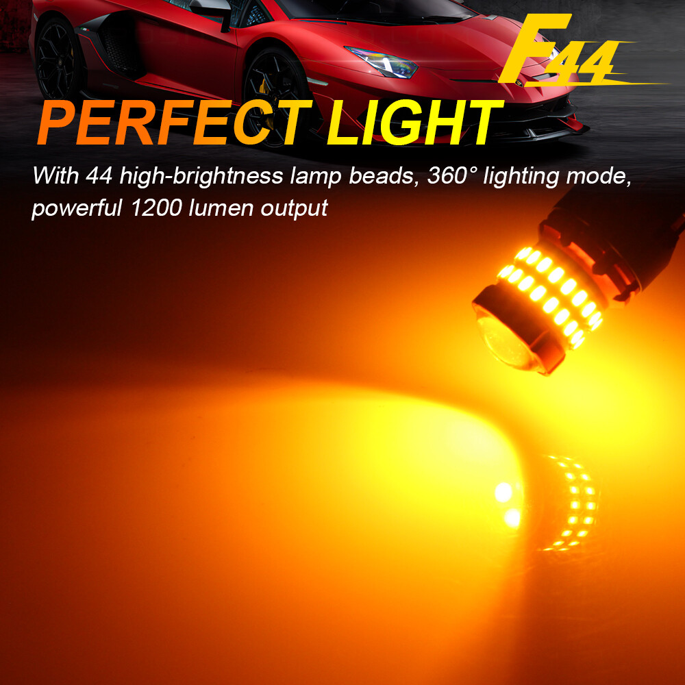 2PCS 1157 Amber Yellow LED Turn Signal Parking Light Bulbs CANBUS Play Plug