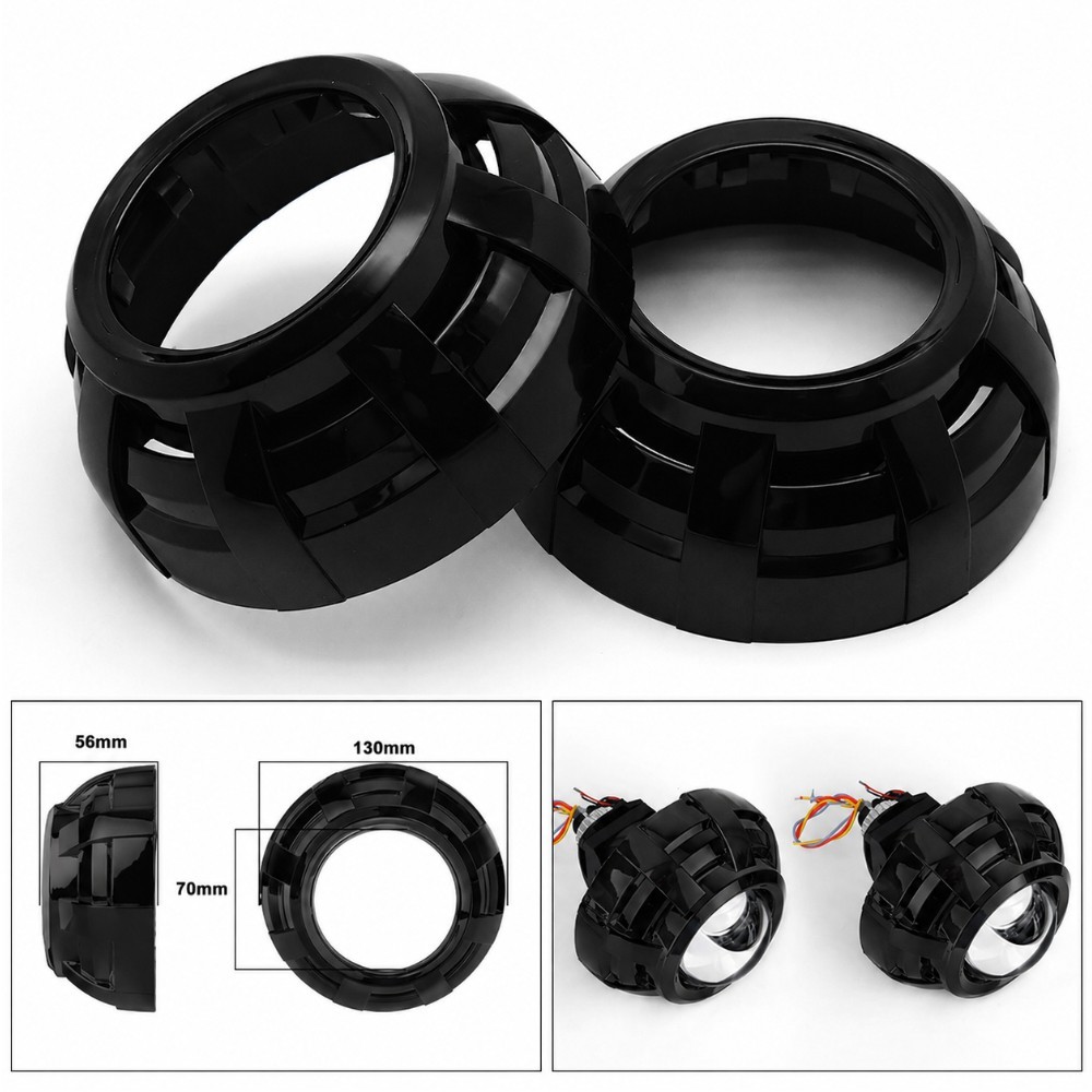 2pcs 3.0inch LED/HID Projector Chrome Shroud Cover for Car Headlight Retrofit