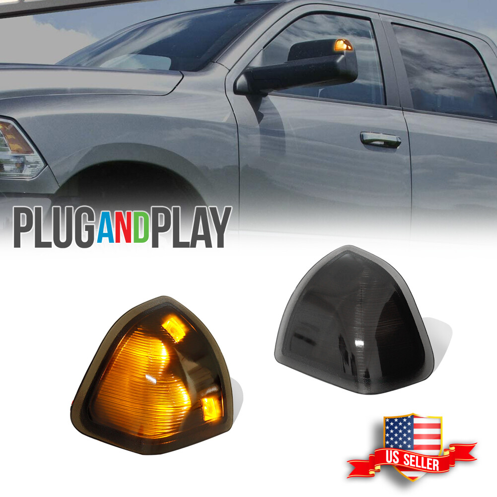 Smoke Lens Amber LED Side Mirror Turn Signal Lights For Dodge Ram 1500 2500 3500