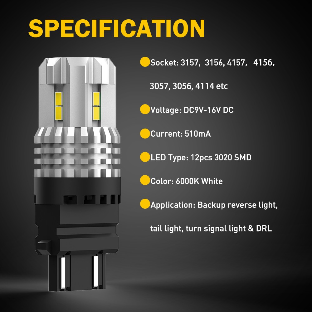 AUXITO 3157 3057 LED Backup Reverse Light Bulbs Super Bright White 6000K 2-20x