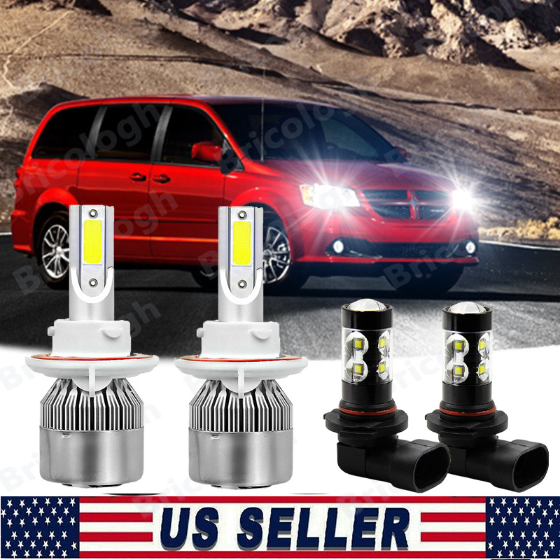 For Dodge Grand Caravan 2008-2010 LED Headlight + Fog Light 4 Bulbs Combo Kit