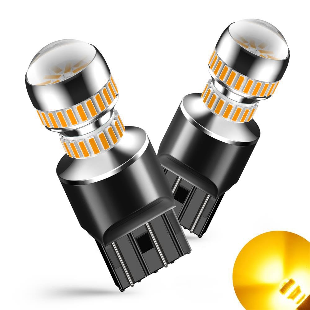 7443 LED Error Free Canbus Rear Turn Signal Parking Light Bulbs Amber Yellow