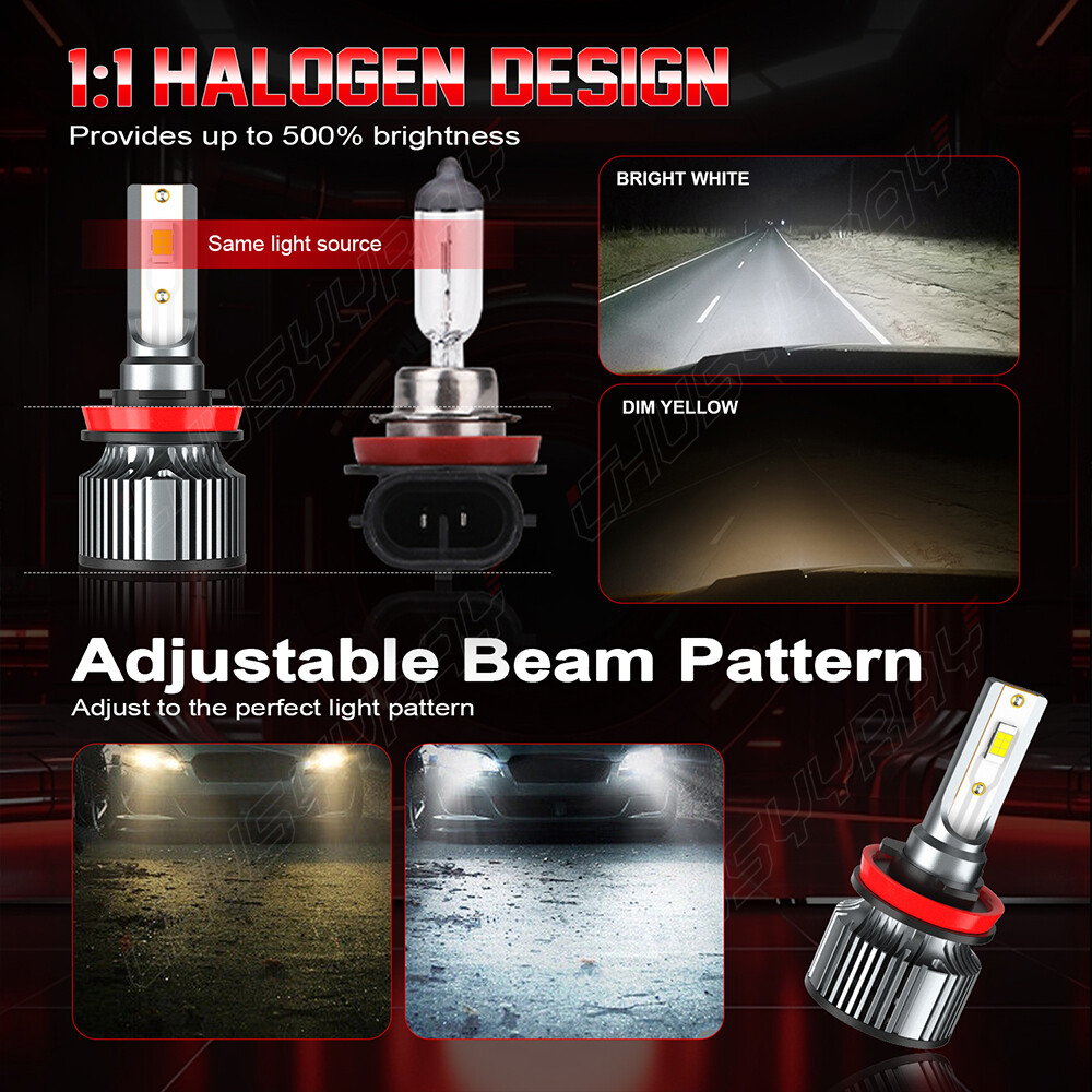 H11 LED Headlight Super Bright Bulbs Kit 6500K White 36000LM High/Low Beam
