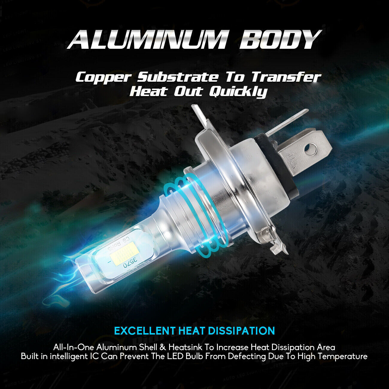 10000K 4Pcs H7 LED Headlight Combo Bulbs Kit High + Low Beam Super White Bright