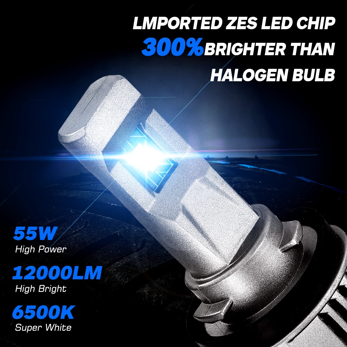 NOVSIGHT H11 H8 LED Headlights Bulbs Low Beam White Light Lamp 6500K 12000LM 55W