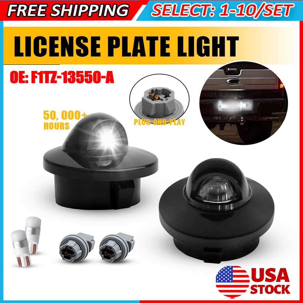 2-20x Rear License Plate Light Housings + Bulb + Socket Fit Ford F150 F250 F350