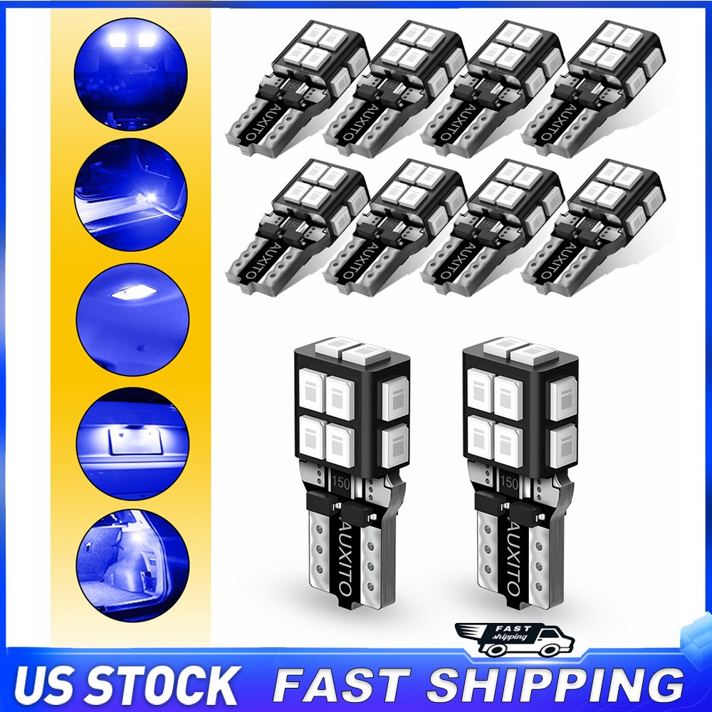 AUXITO T10 LED Side Marker Light Bulbs Canbus Blue 168 194 192 2825 Error Free