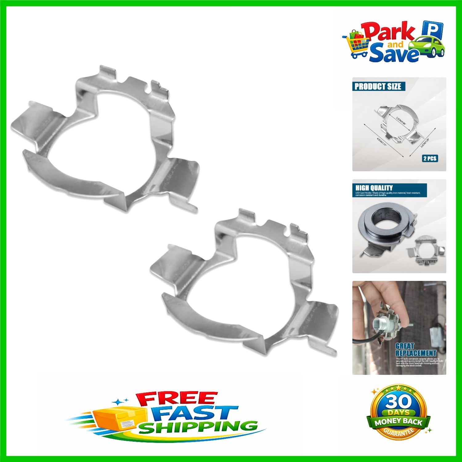 Aluminum H7 LED Adapter Holders – Easy Installation for Luxury Vehicles | 2 Pack