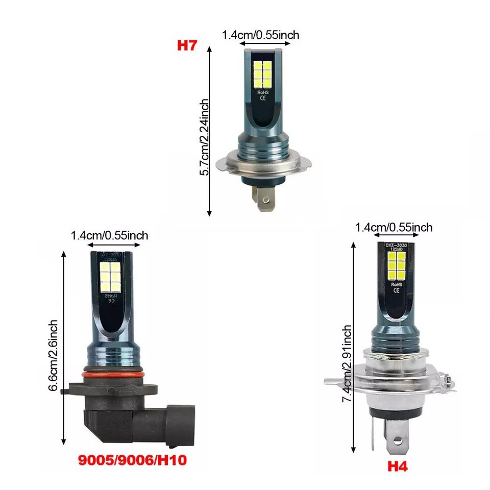 2PCS H4/H7/9005 LED 6000K White Headlight Bulbs Kit High Low Beam Bright 16000LM