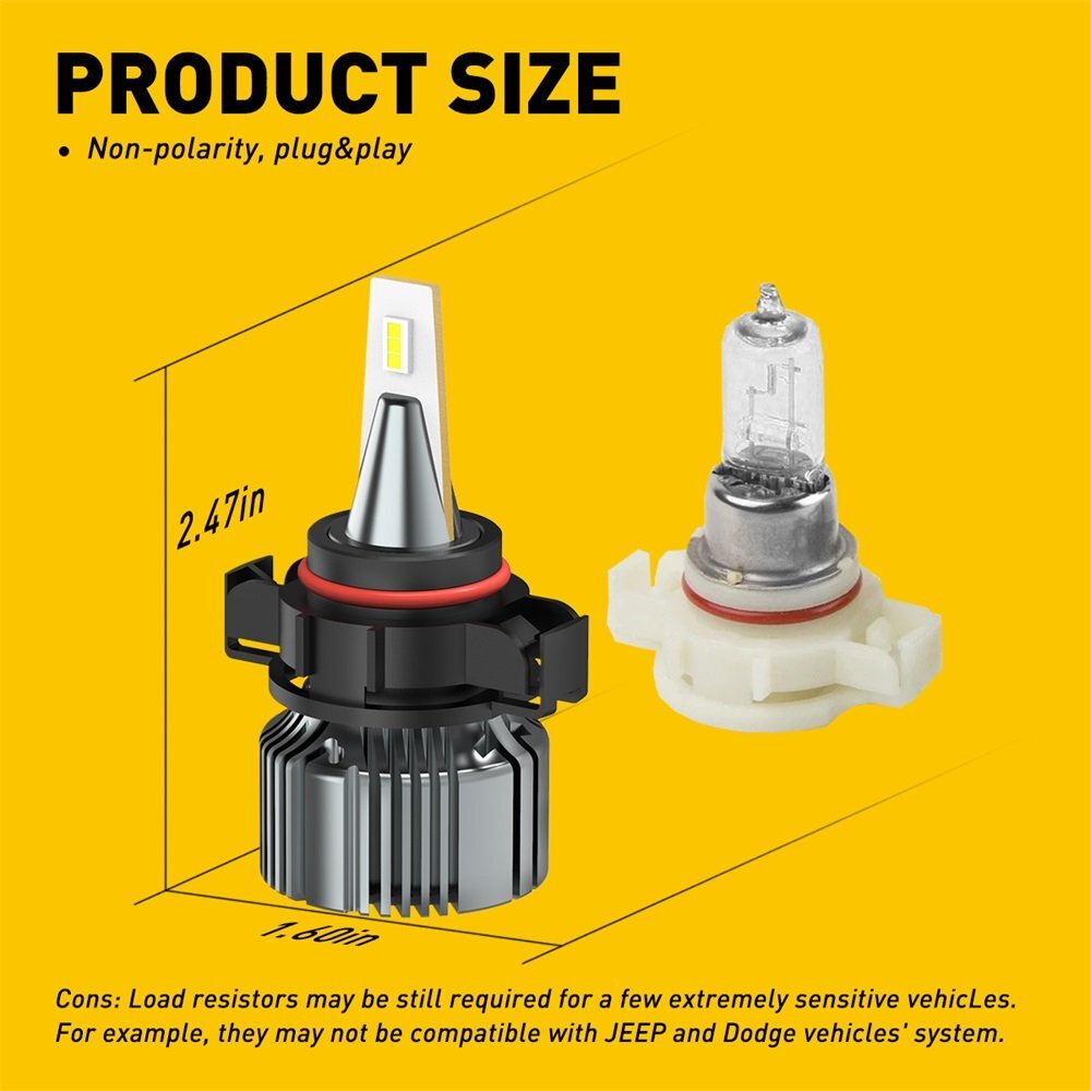 AUXITO 5202 H16 SMD LED Fog Light Driving Bulbs DRL Super Bright 6500K White EOH