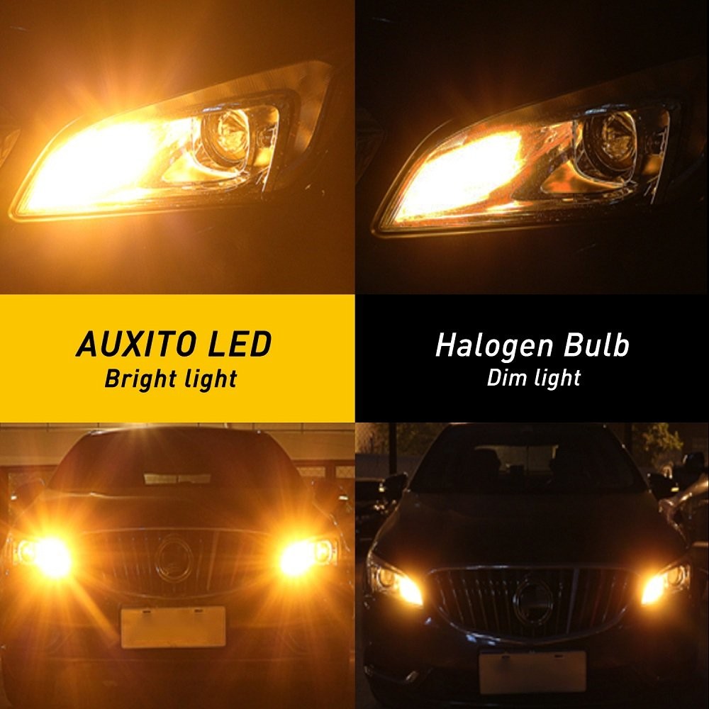 Pair Amber Yellow 7440 W21W T20 LED Turn Signal Light Bulb 3020SMD Chips AUXITO