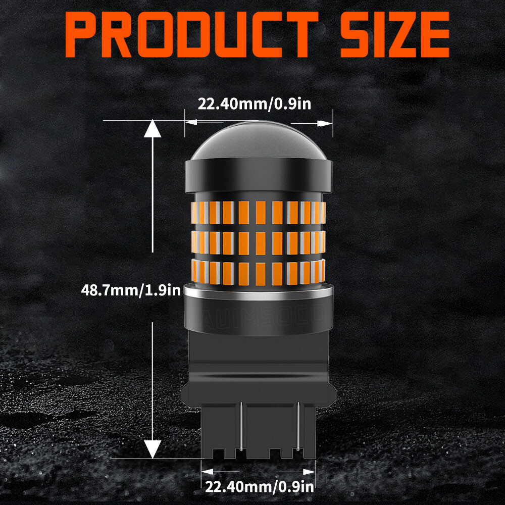 LED DRL Driving Daytime Running Light Bulb Kit 4157 3157 4114 3000K Amber Yellow