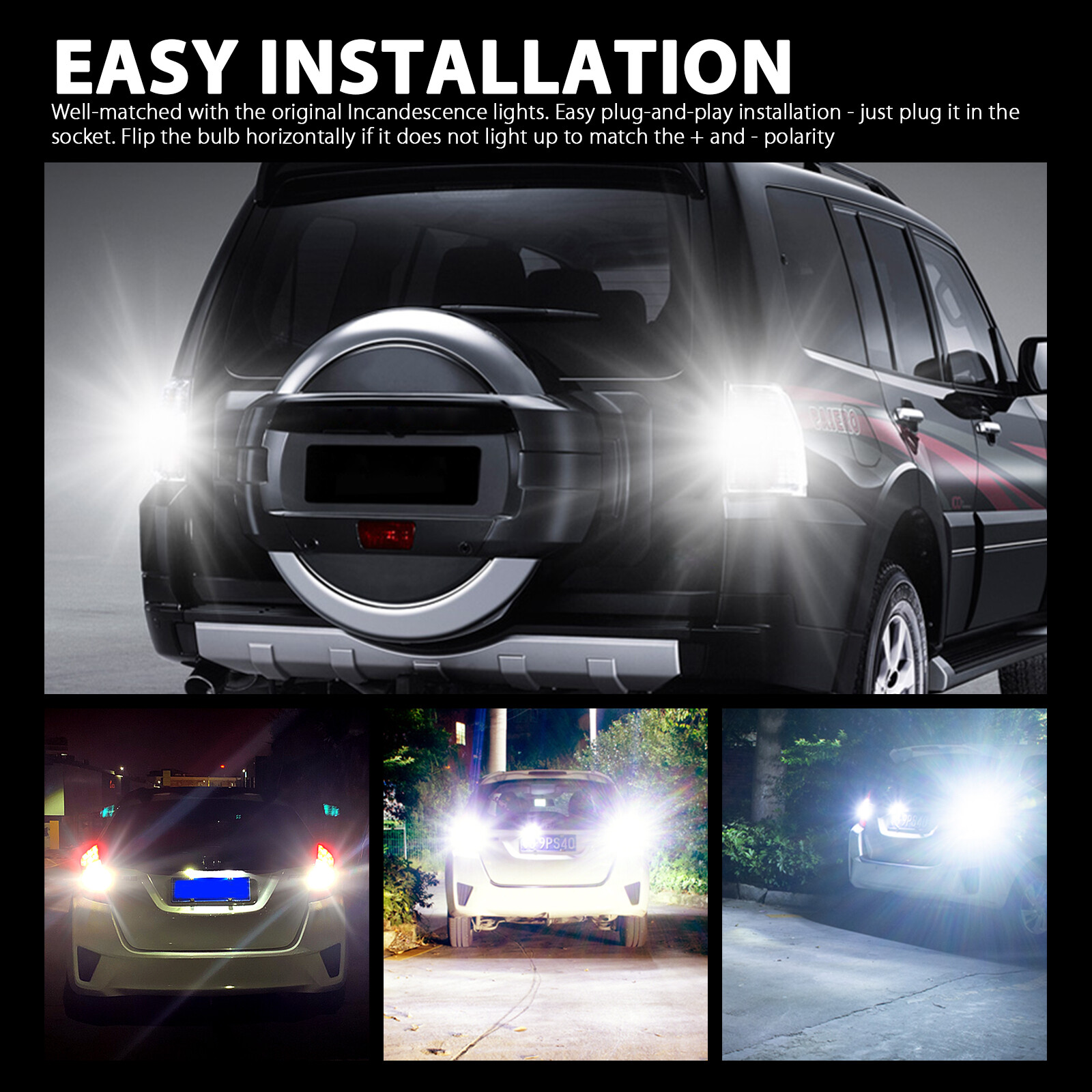 4x White 1156 BA15S 33-SMD LED Tail Brake Stop Reverse Turn Signal Light Bulbs