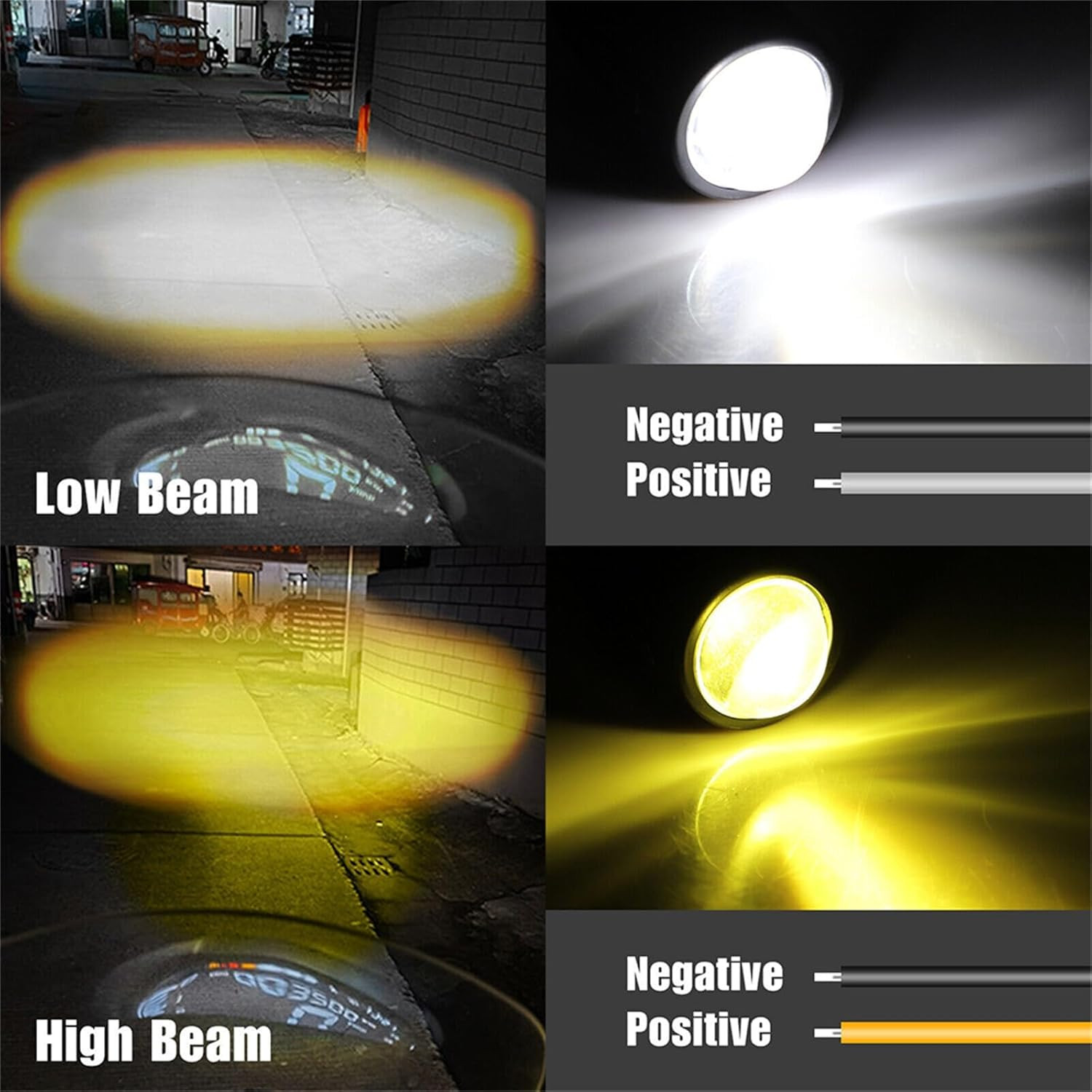 Pair White/Yellow Dual Color 120W Mini LED Projector Lens Driving Fog Lights