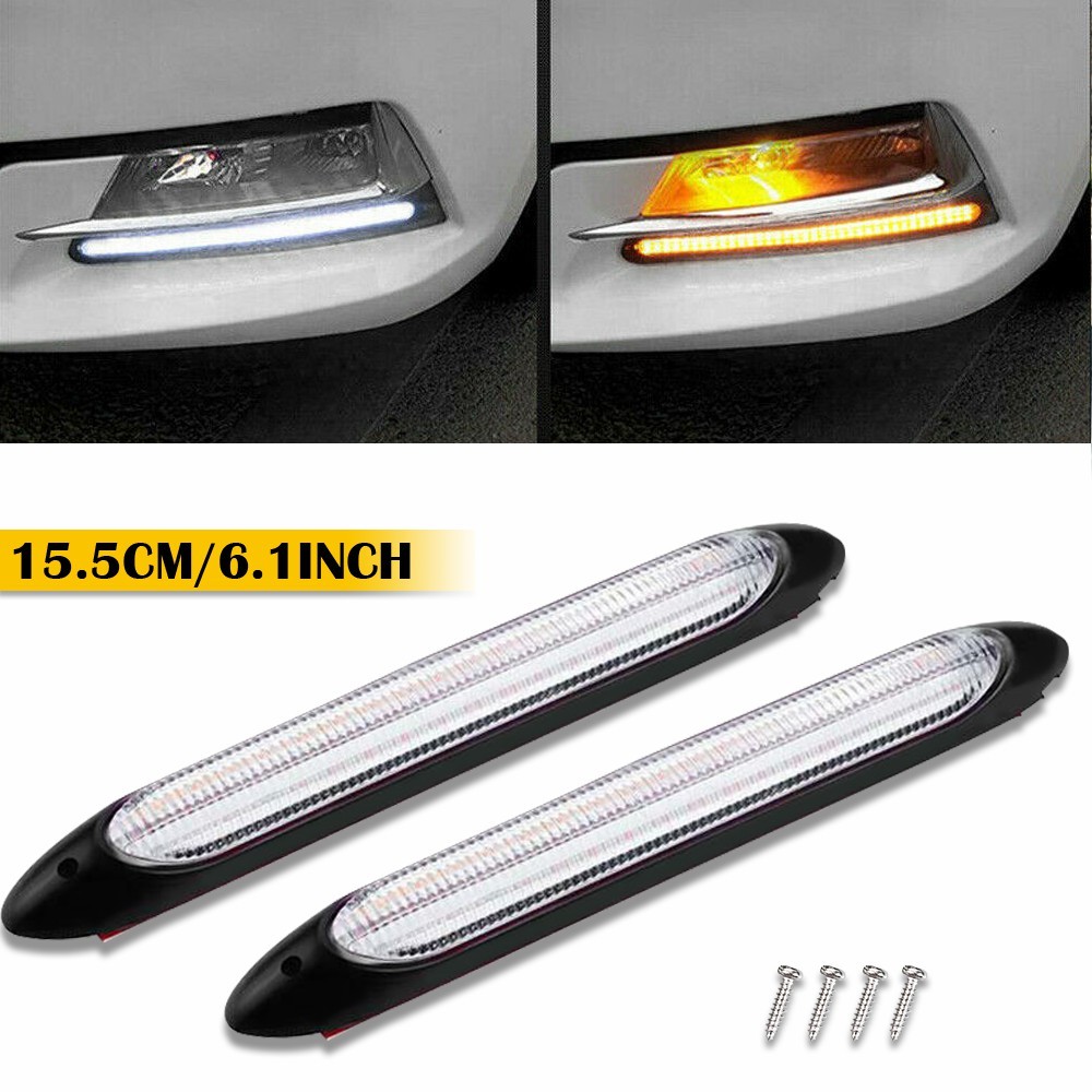 2pcs 6″ Dynamic Headlight DRL LED Daytime Running Turn Signal Light 6000K/3000K