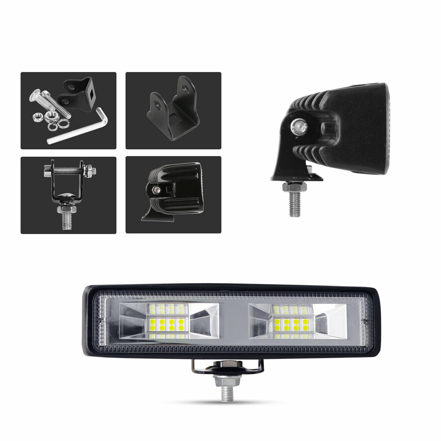 10PCS 6 Inch 48W LED Work Lights Driving Fog Flood Beam Light Bar Offroad SUV