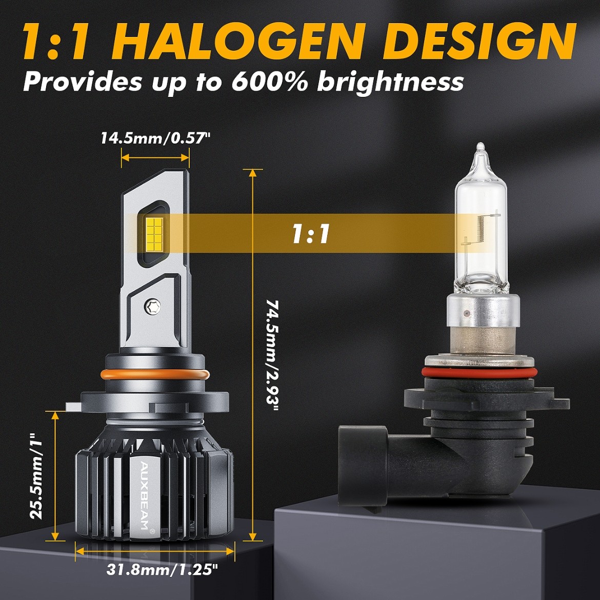 AUXBEAM 9005+9006 Combo LED Headlight Kit Bulbs Hi/Low Beam 20000LM 6500K Canbus