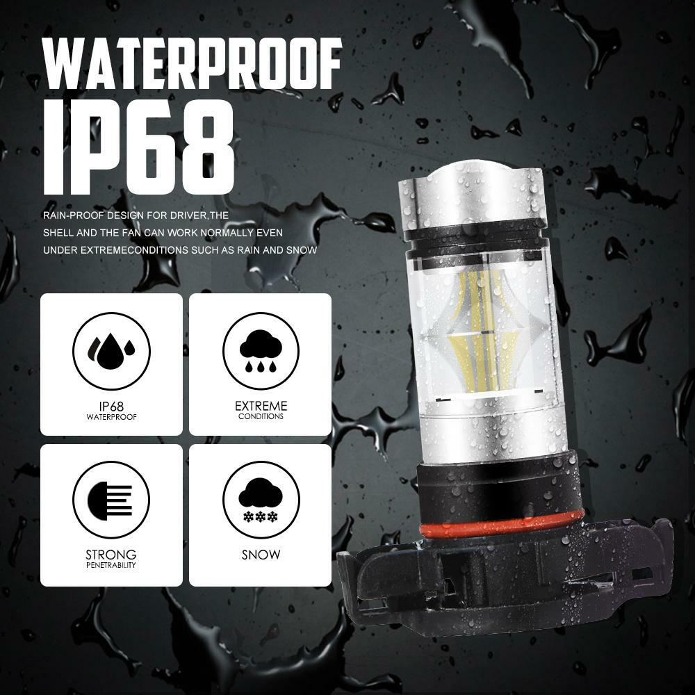 Ironwalls 5202 H16 LED Fog Light Bulbs 6000K Xenon White 16000LM High Power Pair