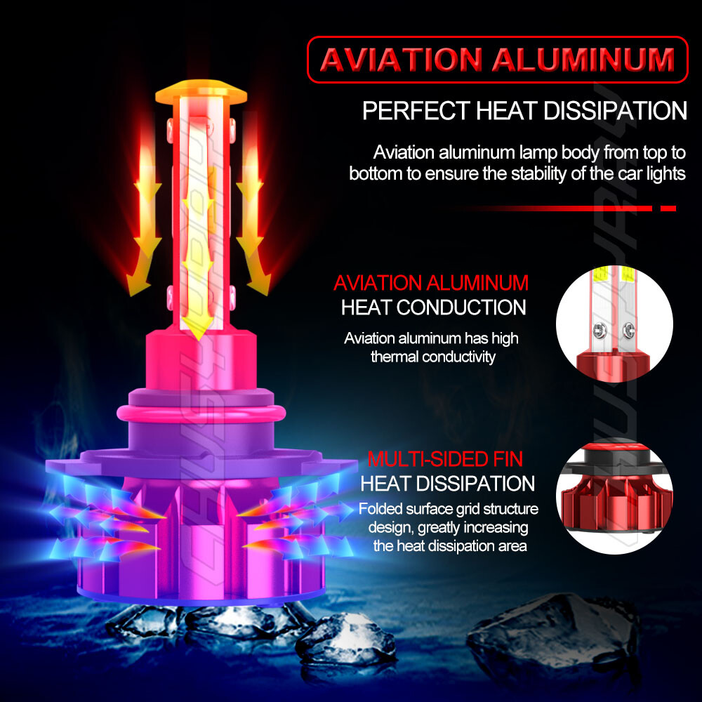 4-Sides LED Headlight Bulbs Conversion Kit 9005 + H11 High Low Beam Bright White