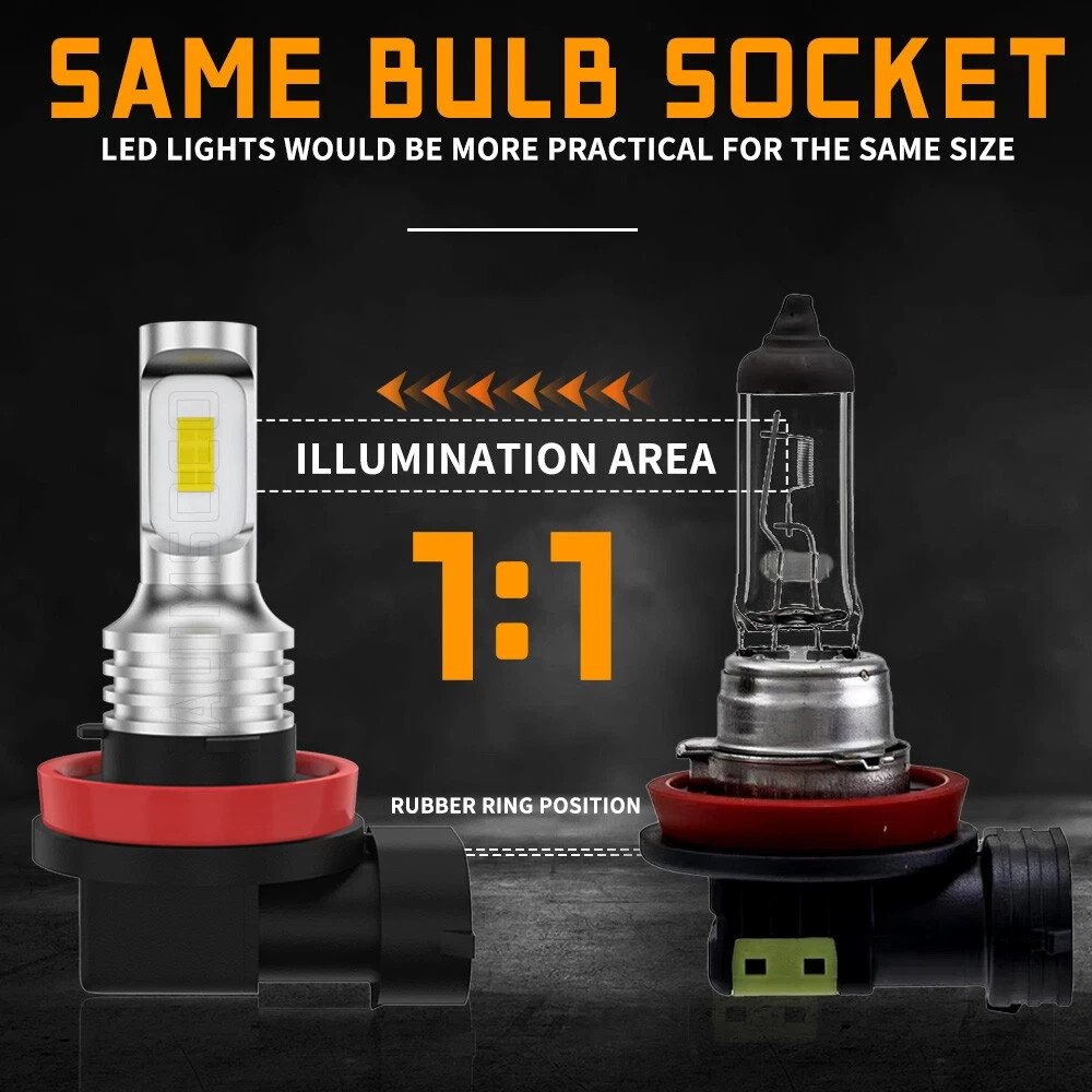 H11 LED Headlight Super Bright Bulbs Kit 8000K White 330000LM High/Low Beam