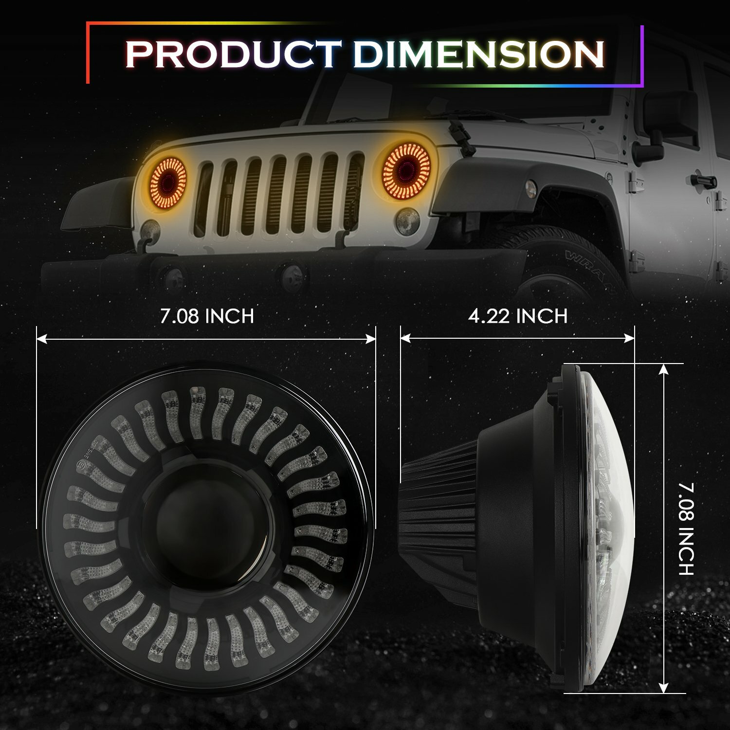 7“ RGB LED Headlights Chasing DRL & Fog Lights Combo Kit For Wrangler JK JKU