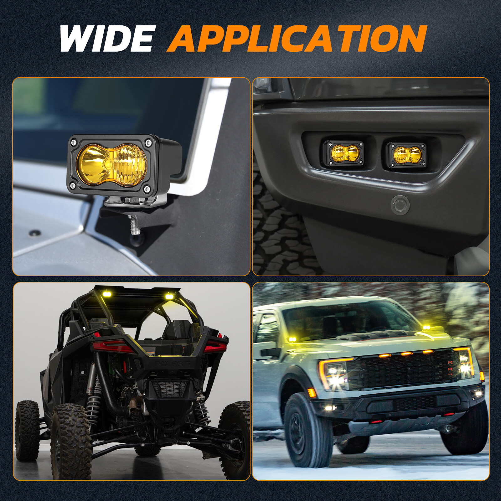 3inch LED Work Light Bar Spot Flood Cube Pods Amber Driving Fog Lamp Offroad 12V