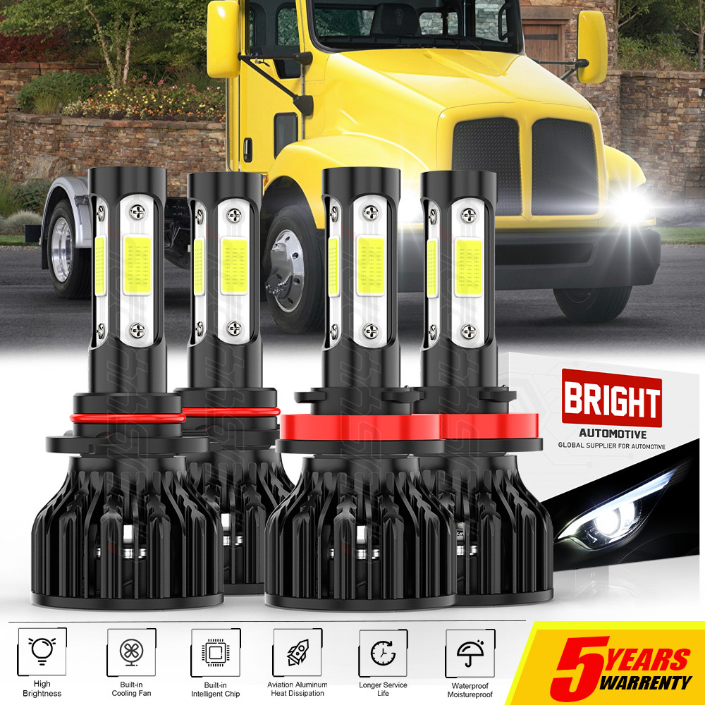 For Kenworth T880 Tractor Truck 2014-23 Cold White LED Headlight Hi/Low Bulbs