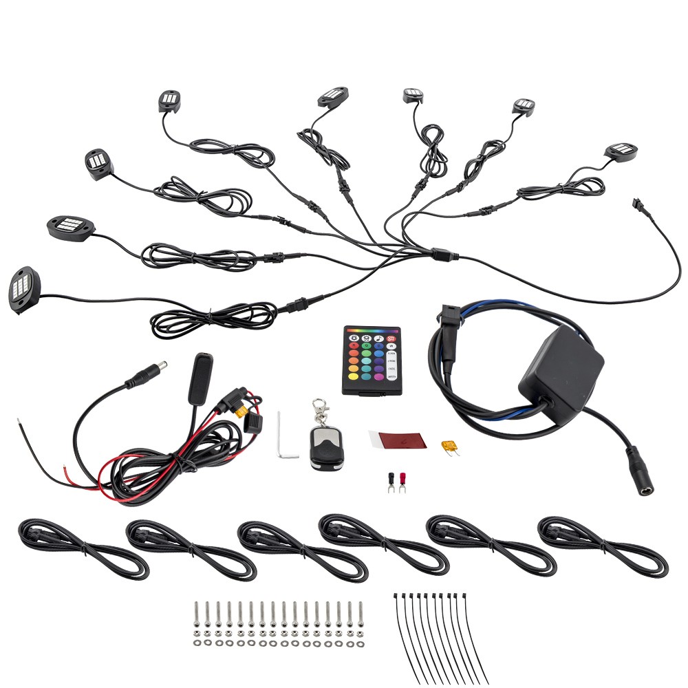 8 Pod RGB LED Rock Light Offroad Wireless Bluetooth available For ATV UTV