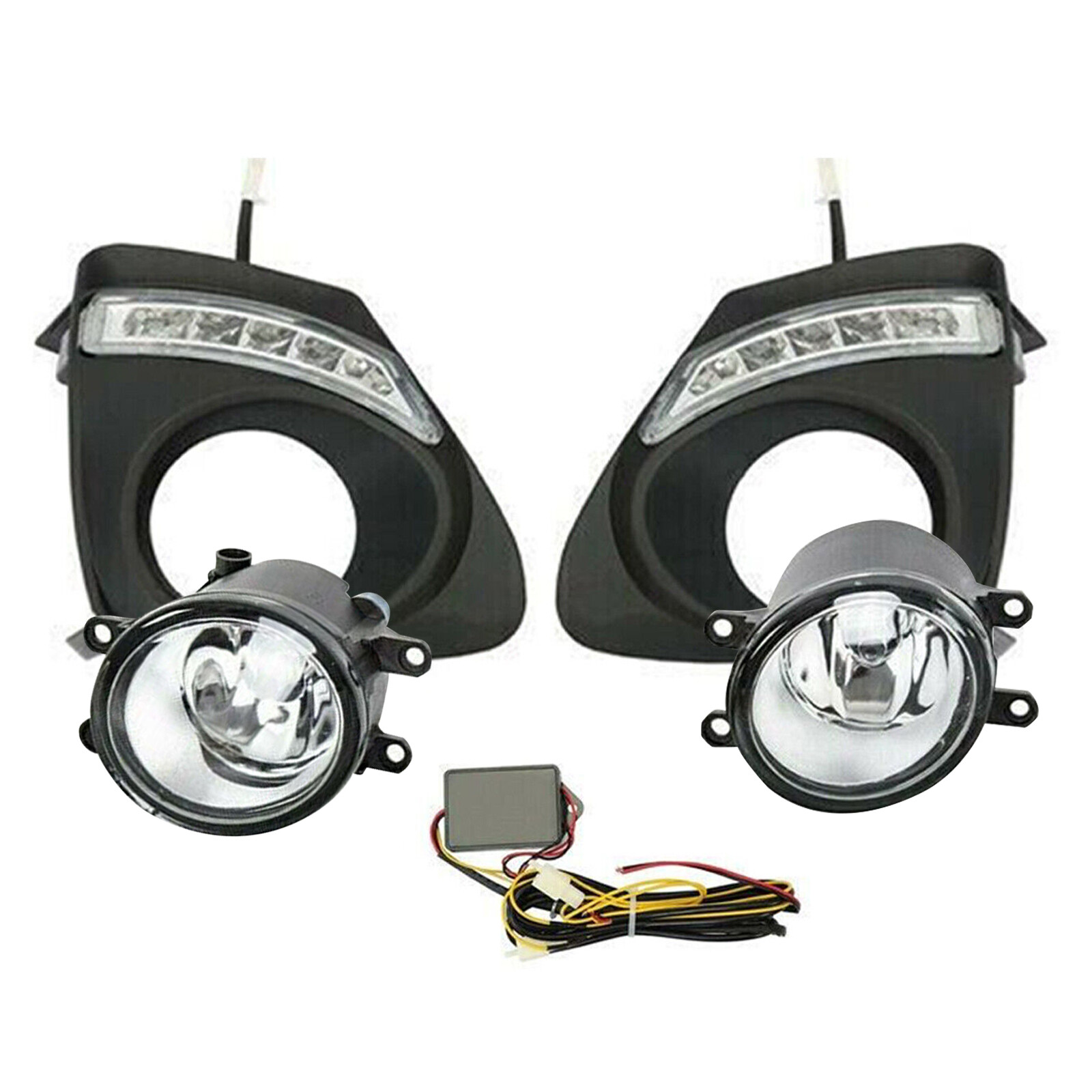 For Toyota Corolla 2011-2013 Front Bumper Fog Lights Lamps w/ LED DRL Bezel Set