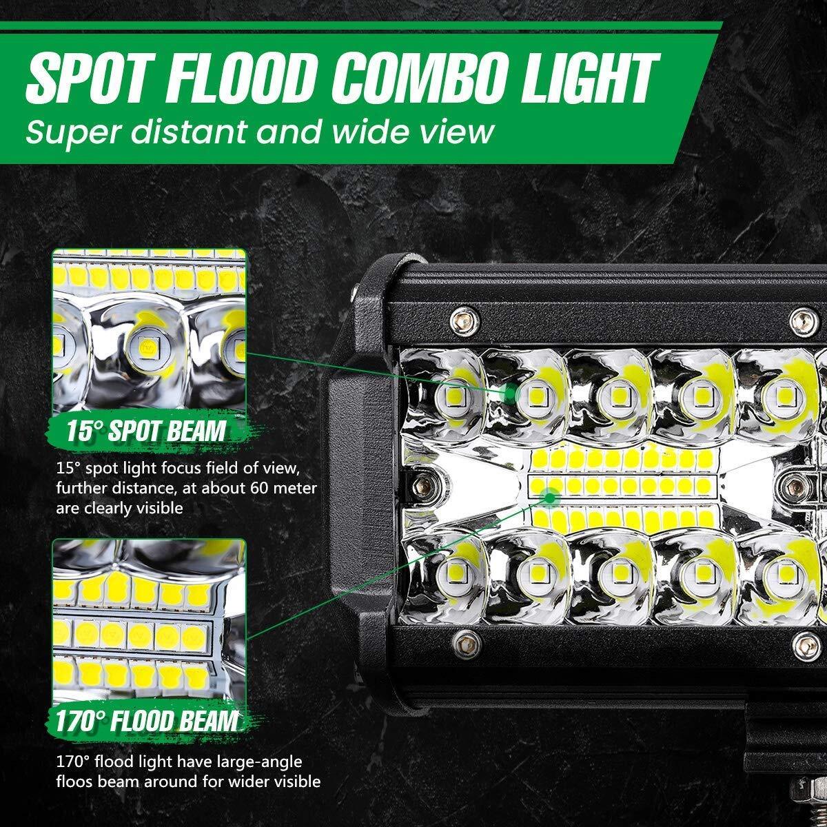 Tri Row 52 INCH +22 INCH LED Lights Bar +4x 18W Pods For Jeep Wrangler JK TJ YJ