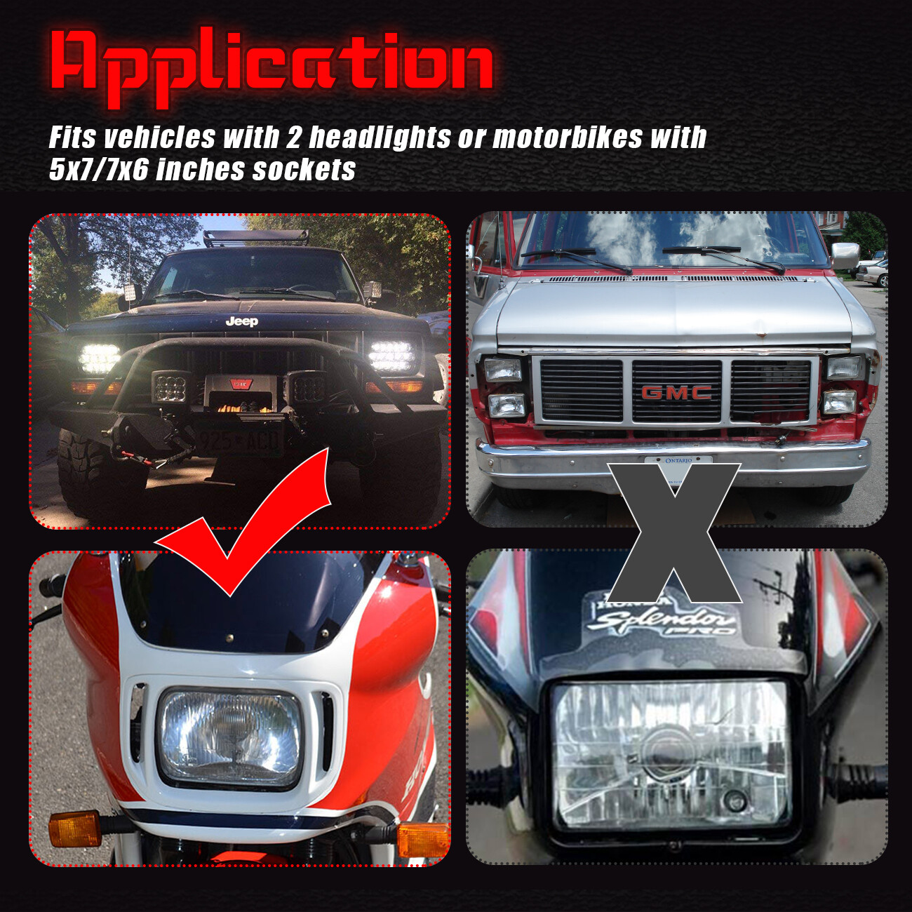 Ultra-bright 5X7″7×6″ inch Rectangle LED Hi/Lo Beam Headlight DRL 180W Headlamps