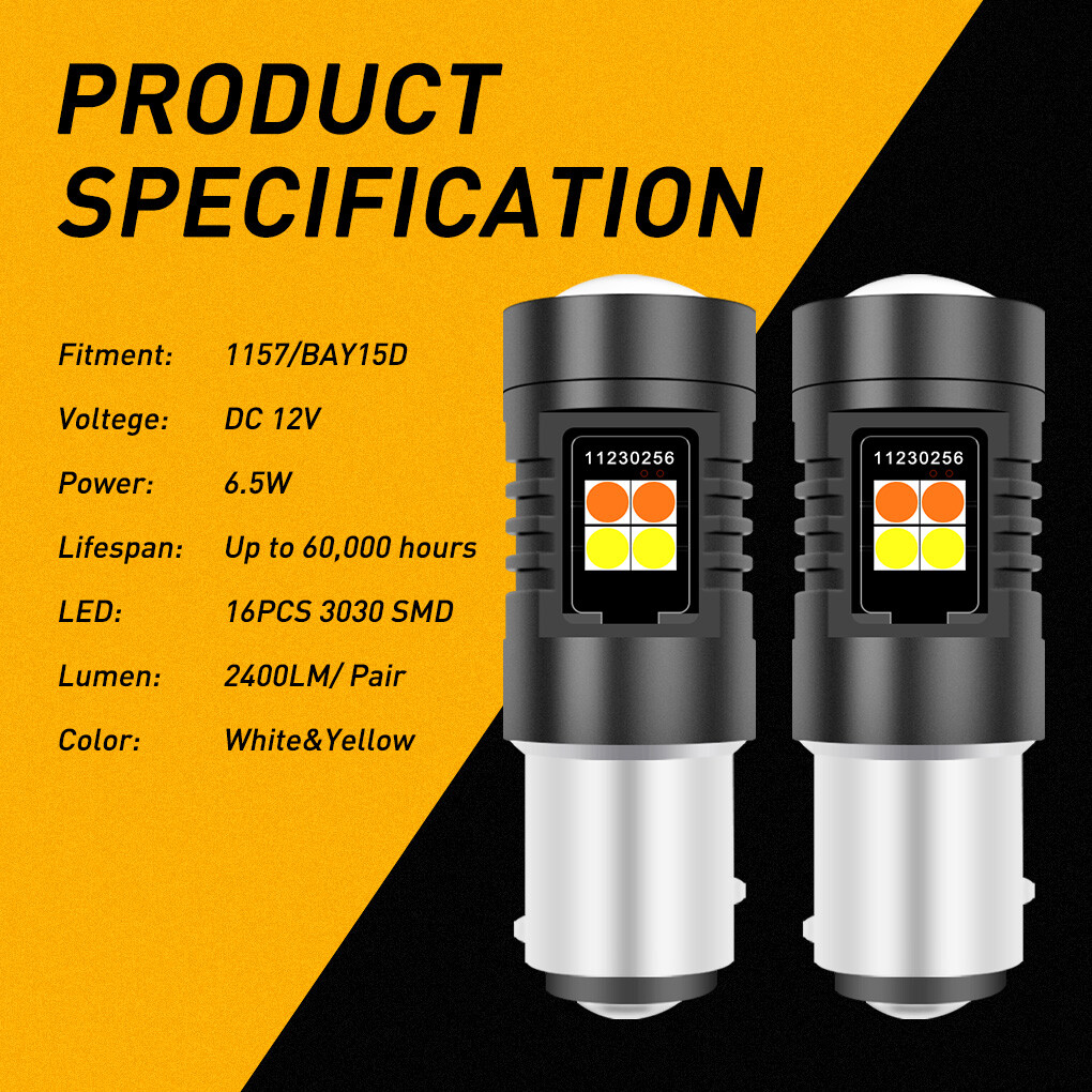 Error Free Type2 Switchback 1157 2057 2357 LED Turn Signal Parking Light Bulbs