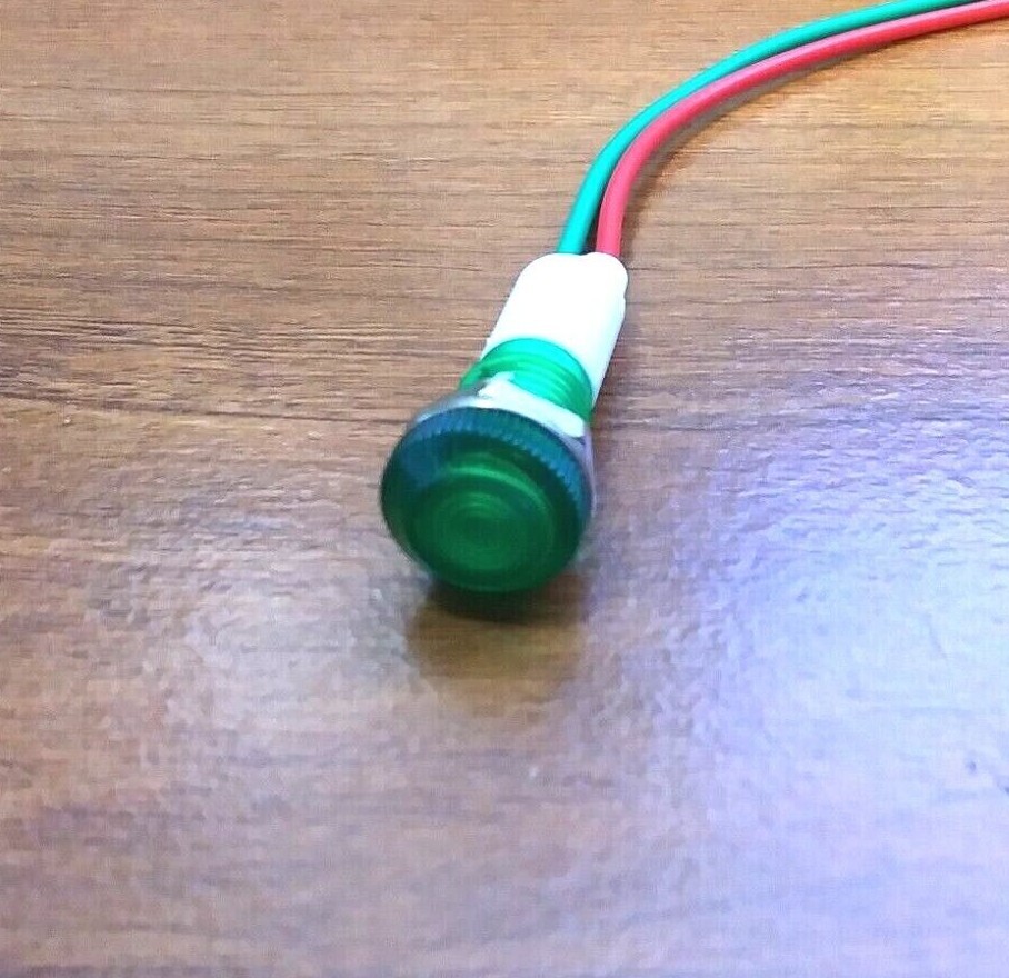 BBT 12 volt Waterproof Low-Profile Bright Green LED Indicator Light