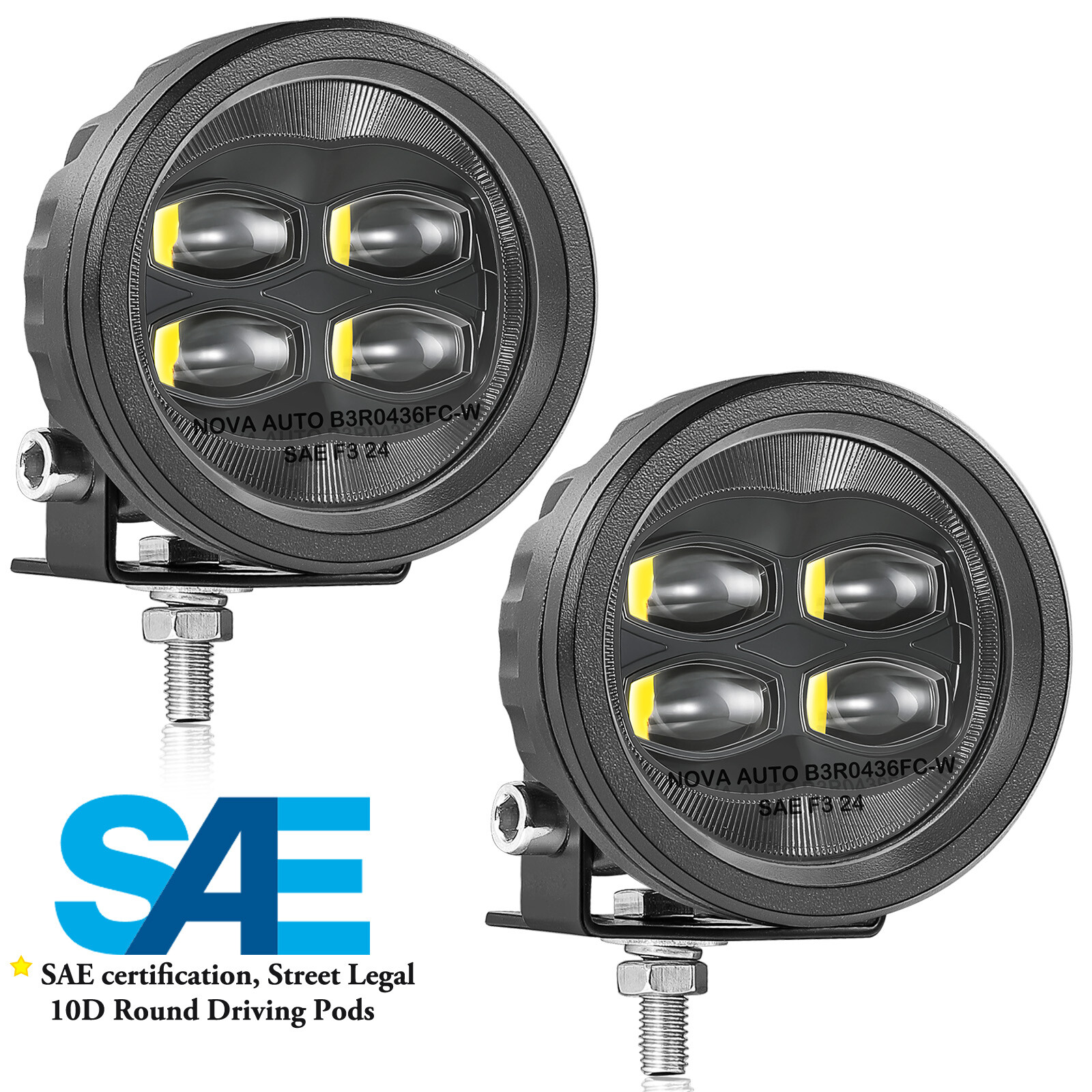 2X 3.5″ SAE LED Fog Lights Round Driving Spot Pods Street Legal DOT Approved 12V