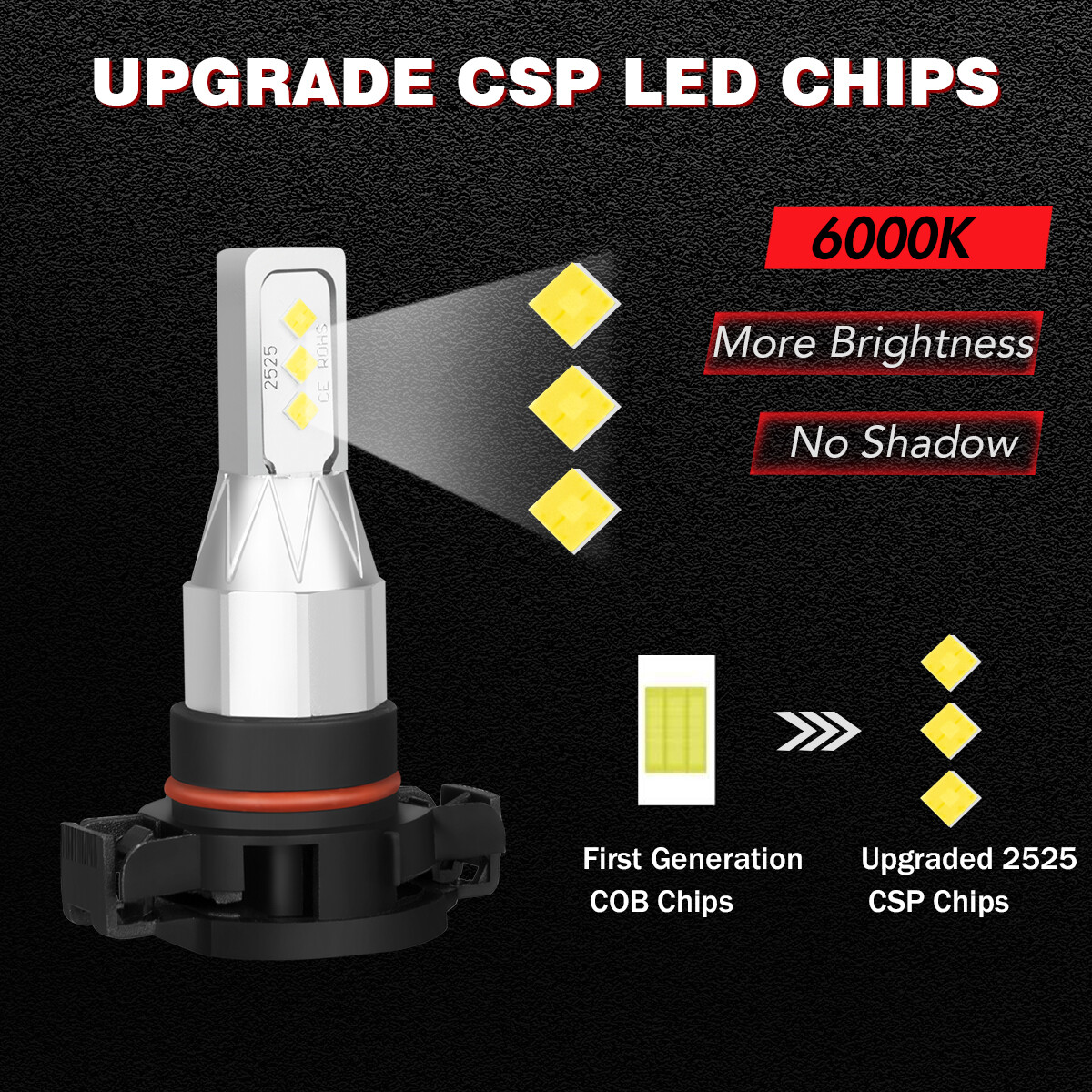 US 9012 LED Headlight High Low Beam H16/5202/2504 Fog Light Bulbs Kit 6500K 4pcs