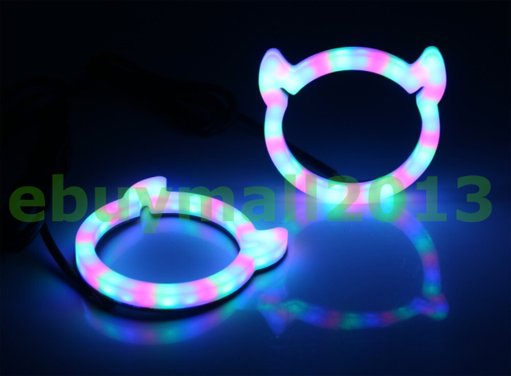 Bluetooth Control Dynamic Flow RGB Ox Horn Halo Dream Color Devil Eyes Flash DRL