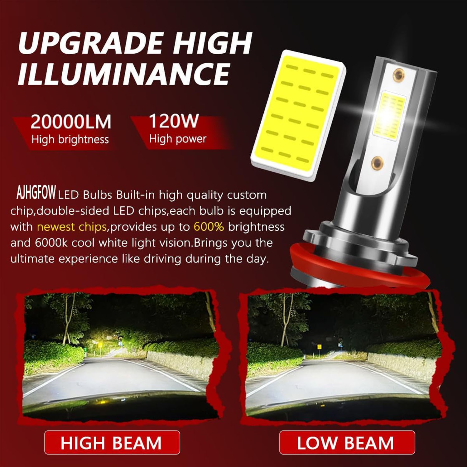 Combo 9005+H11 LED Headlight Super Bright Bulbs Kit White 720000LM High/Low Beam