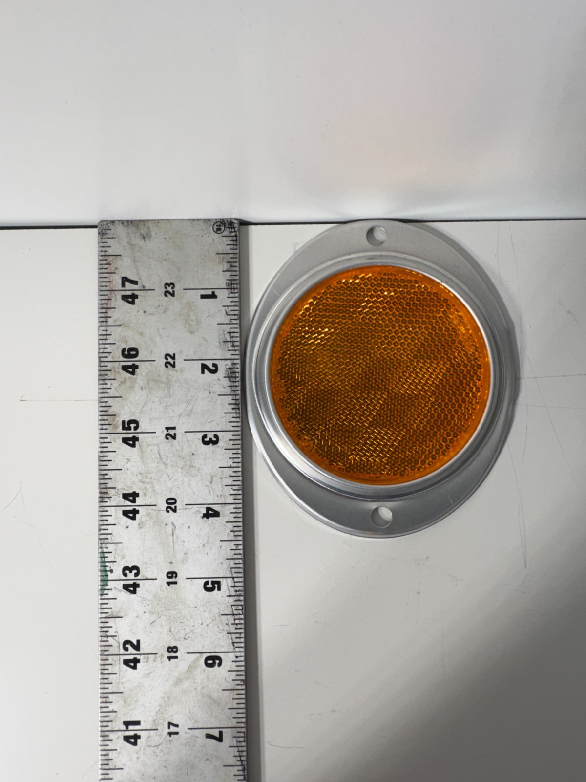 3 inch Round Aluminum Housing Reflectors Amber + Red Pair Military Trailer