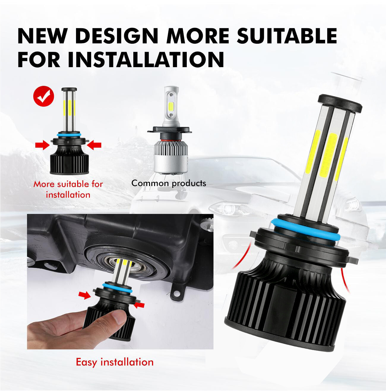 6-Side 9005 HB3 LED Headlight Bulbs Kit High Beam Light 6000K White Super Bright