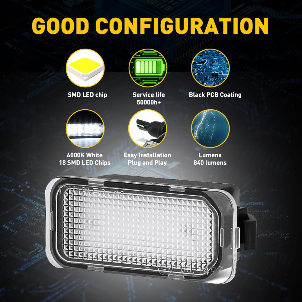 [BRIGHT WHITE] Fit Ford Edge/EcoSport XJ Jaguar LED Plate License Lights Housing