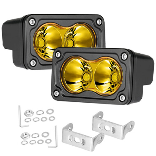 2x 3″Inch Driving Lights Amber Spot Off Road LED Cube Pods Bumper Work Light Bar