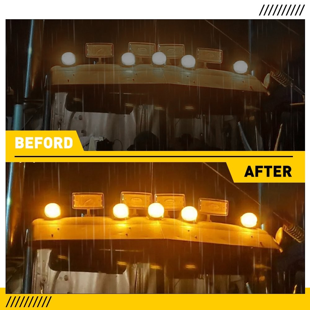 5-50X Amber Torpedo Cab Marker Lights 17-LED Truck SUV Roof Lights Top Clearance