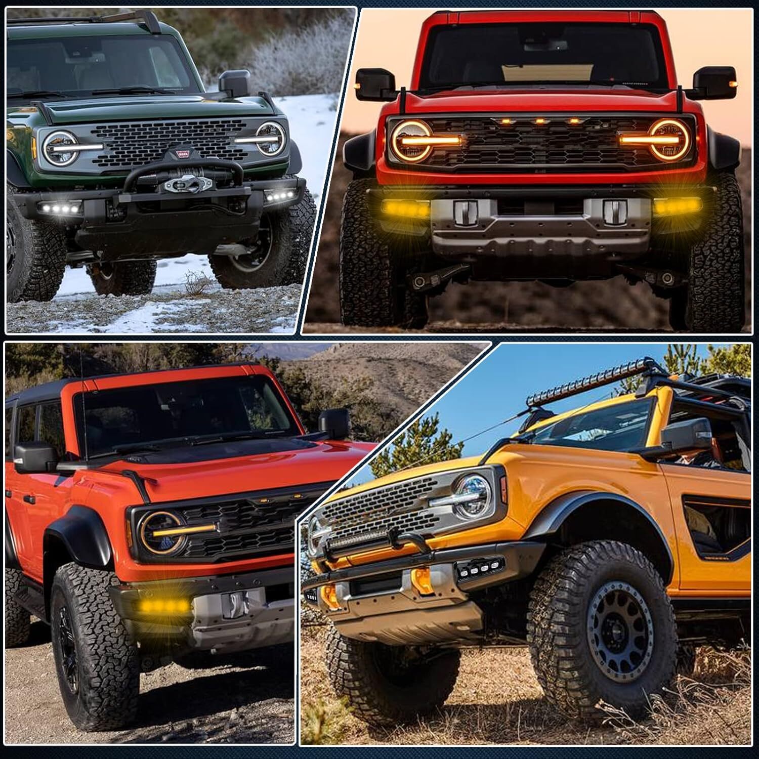 For Ford Bronco Raptor 2021-2023 LED DRL Daytime Running Fog Light w Turn Signal