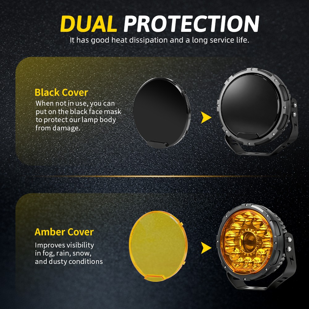 Auxbeam Round LED Offroad Lights 7″ Inch Laser Spot Driving Light Pods with DRL